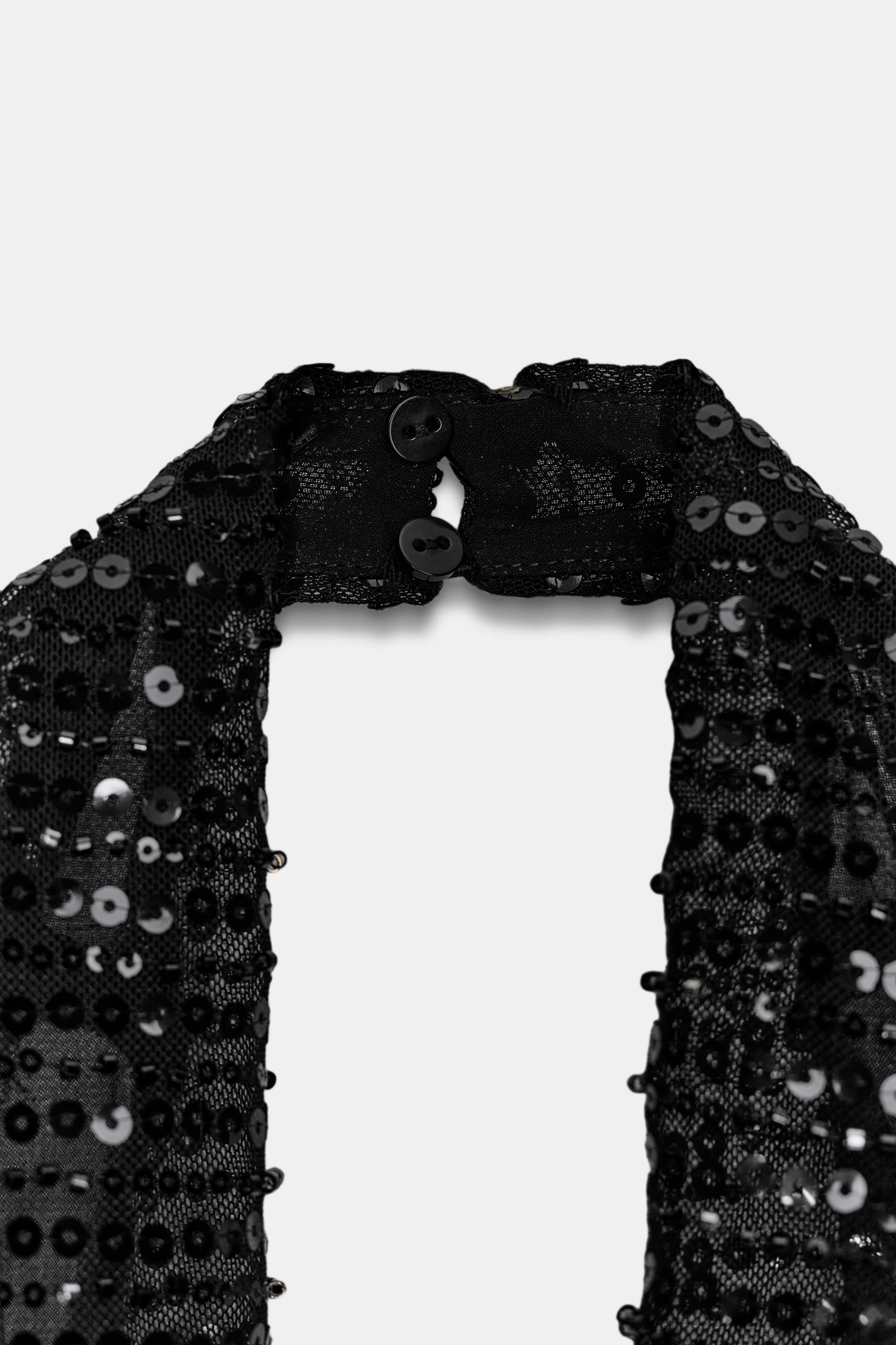 SEQUIN FRINGE HALTER TOP